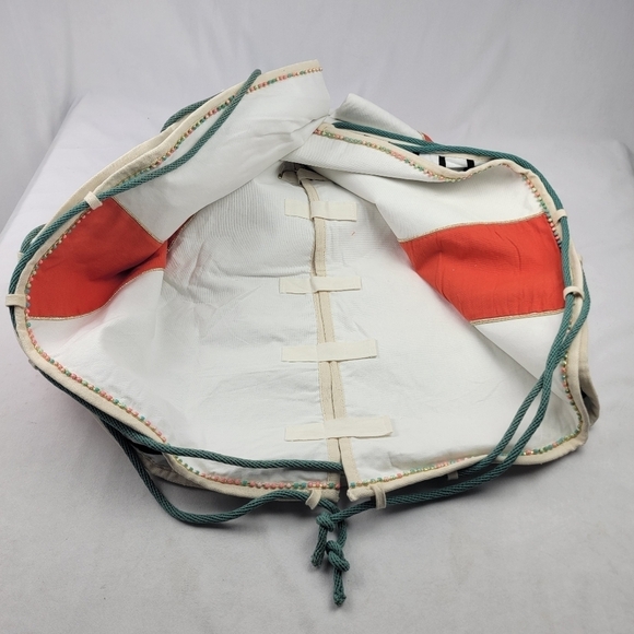 NWT Dillard's Trimsetter cram and orange multi color gem trim teal nautical rope - Picture 4 of 6